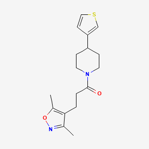 molecular formula C17H22N2O2S B2767678 3-(3,5-二甲基异噁唑-4-基)-1-(4-(噻吩-3-基)哌啶-1-基)丙酮 CAS No. 1797076-89-1