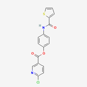 molecular formula C17H11ClN2O3S B2767691 4-(Thiophene-2-amido)phenyl 6-chloropyridine-3-carboxylate CAS No. 1147426-78-5