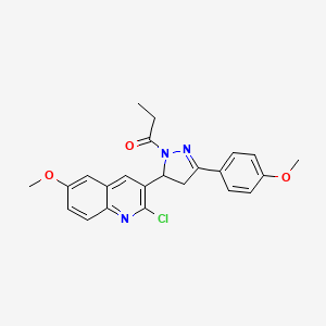 1-(5-(2-chloro-6-methoxyquinolin-3-yl)-3-(4-methoxyphenyl)-4,5-dihydro-1H-pyrazol-1-yl)propan-1-one