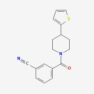 molecular formula C17H16N2OS B2767696 3-(4-(Thiophen-2-yl)piperidine-1-carbonyl)benzonitrile CAS No. 1396878-08-2