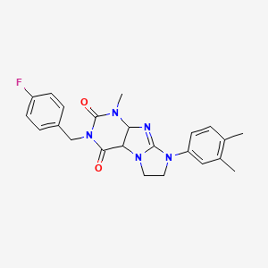 molecular formula C23H22FN5O2 B2767699 8-(3,4-dimethylphenyl)-3-[(4-fluorophenyl)methyl]-1-methyl-1H,2H,3H,4H,6H,7H,8H-imidazo[1,2-g]purine-2,4-dione CAS No. 872842-90-5