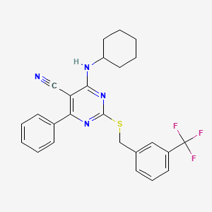 4-(Cyclohexylamino)-6-phenyl-2-{[3-(trifluoromethyl)benzyl]sulfanyl}-5-pyrimidinecarbonitrile