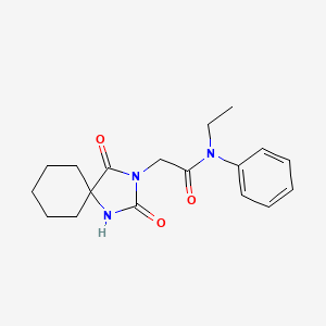 molecular formula C18H23N3O3 B2767730 2-(2,4-dioxo-1,3-diazaspiro[4.5]dec-3-yl)-N-ethyl-N-phenylacetamide CAS No. 731827-77-3