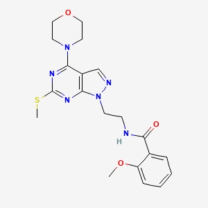 molecular formula C20H24N6O3S B2767735 2-甲氧基-N-(2-(6-(甲硫基)-4-吗啉基-1H-吡唑并[3,4-d]嘧啶-1-基)乙基)苯甲酰胺 CAS No. 946313-84-4