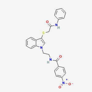 4-nitro-N-(2-(3-((2-oxo-2-(phenylamino)ethyl)thio)-1H-indol-1-yl)ethyl)benzamide