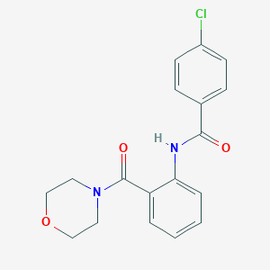 molecular formula C18H17ClN2O3 B276776 4-chloro-N-[2-(4-morpholinylcarbonyl)phenyl]benzamide 
