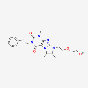 molecular formula C22H27N5O4 B2767761 8-(2-(2-hydroxyethoxy)ethyl)-1,6,7-trimethyl-3-phenethyl-1H-imidazo[2,1-f]purine-2,4(3H,8H)-dione CAS No. 919041-87-5