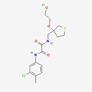 molecular formula C16H21ClN2O4S B2767766 N1-(3-chloro-4-methylphenyl)-N2-((3-(2-hydroxyethoxy)tetrahydrothiophen-3-yl)methyl)oxalamide CAS No. 2309745-86-4