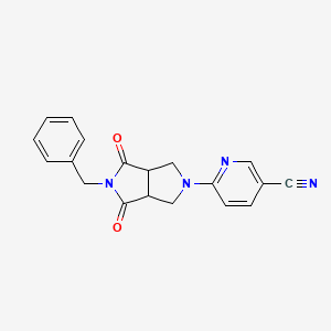 molecular formula C19H16N4O2 B2767771 6-(5-Benzyl-4,6-dioxo-1,3,3a,6a-tetrahydropyrrolo[3,4-c]pyrrol-2-yl)pyridine-3-carbonitrile CAS No. 2415488-41-2