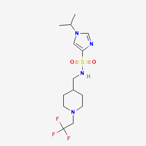 molecular formula C14H23F3N4O2S B2767776 1-Propan-2-yl-N-[[1-(2,2,2-trifluoroethyl)piperidin-4-yl]methyl]imidazole-4-sulfonamide CAS No. 2320382-60-1
