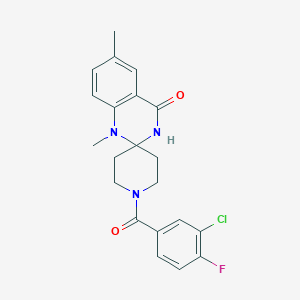 molecular formula C21H21ClFN3O2 B2767780 1-(3-chloro-4-fluorobenzoyl)-1',6'-dimethyl-3',4'-dihydro-1'H-spiro[piperidine-4,2'-quinazoline]-4'-one CAS No. 1251683-12-1