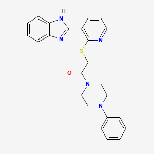 molecular formula C24H23N5OS B2767786 2-((3-(1H-benzo[d]imidazol-2-yl)pyridin-2-yl)thio)-1-(4-phenylpiperazin-1-yl)ethanone CAS No. 1207016-21-4