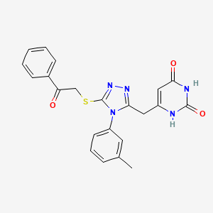 molecular formula C22H19N5O3S B2767787 6-[[4-(3-methylphenyl)-5-phenacylsulfanyl-1,2,4-triazol-3-yl]methyl]-1H-pyrimidine-2,4-dione CAS No. 852048-03-4