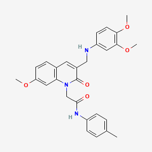 2-(3-(((3,4-dimethoxyphenyl)amino)methyl)-7-methoxy-2-oxoquinolin-1(2H)-yl)-N-(p-tolyl)acetamide