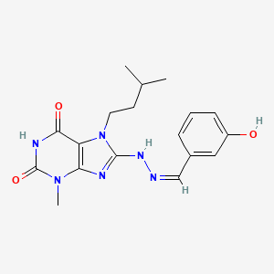 8-[(2Z)-2-[(3-hydroxyphenyl)methylidene]hydrazinyl]-3-methyl-7-(3-methylbutyl)purine-2,6-dione