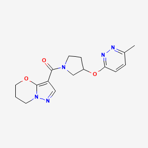 molecular formula C16H19N5O3 B2767801 (6,7-二氢-5H-吡唑并[5,1-b][1,3]噁嗪-3-基)(3-((6-甲基吡啶-3-基)氧基)吡咯烷-1-基)甲酮 CAS No. 2034482-45-4