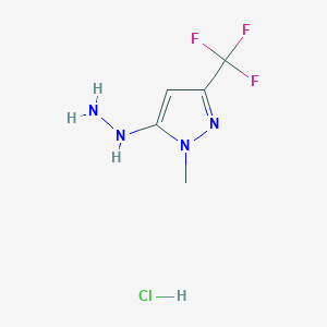 molecular formula C5H8ClF3N4 B2767805 5-Hydrazino-1-methyl-3-(trifluoromethyl)-1H-pyrazole hydrochloride CAS No. 1855888-52-6