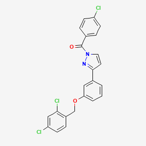 molecular formula C23H15Cl3N2O2 B2767809 (4-Chlorophenyl)-[3-[3-[(2,4-dichlorophenyl)methoxy]phenyl]pyrazol-1-yl]methanone CAS No. 477712-61-1