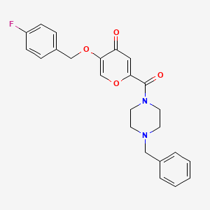 molecular formula C24H23FN2O4 B2767816 2-(4-benzylpiperazine-1-carbonyl)-5-((4-fluorobenzyl)oxy)-4H-pyran-4-one CAS No. 1021060-38-7
