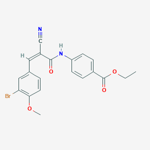 molecular formula C20H17BrN2O4 B2767821 Ethyl 4-[[(Z)-3-(3-bromo-4-methoxyphenyl)-2-cyanoprop-2-enoyl]amino]benzoate CAS No. 359019-77-5
