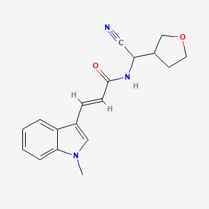 molecular formula C18H19N3O2 B2767833 (E)-N-[氰基(氧杂环戊烷-3-基)甲基]-3-(1-甲基吲哚-3-基)丙-2-烯酰胺 CAS No. 1465715-03-0