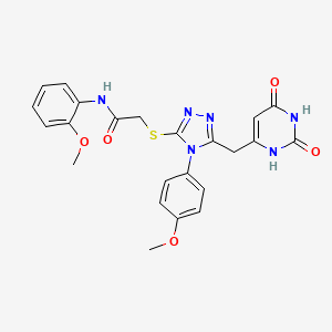 molecular formula C23H22N6O5S B2767849 2-((5-((2,6-dioxo-1,2,3,6-tetrahydropyrimidin-4-yl)methyl)-4-(4-methoxyphenyl)-4H-1,2,4-triazol-3-yl)thio)-N-(2-methoxyphenyl)acetamide CAS No. 852153-01-6