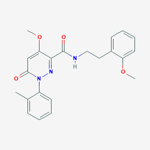 molecular formula C22H23N3O4 B2767853 4-甲氧基-N-[2-(2-甲氧基苯基)乙基]-1-(2-甲基苯基)-6-氧代吡啶嗪-3-羧酰胺 CAS No. 921791-13-1