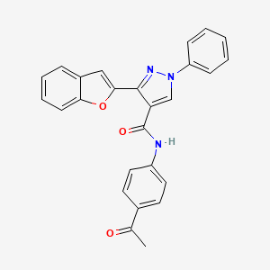molecular formula C26H19N3O3 B2767867 N-(4-acetylphenyl)-3-(1-benzofuran-2-yl)-1-phenylpyrazole-4-carboxamide CAS No. 956705-79-6