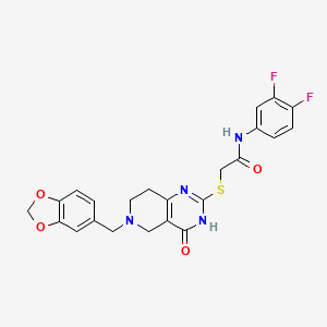 molecular formula C23H20F2N4O4S B2767869 2-((6-(benzo[d][1,3]dioxol-5-ylmethyl)-4-oxo-3,4,5,6,7,8-hexahydropyrido[4,3-d]pyrimidin-2-yl)thio)-N-(3,4-difluorophenyl)acetamide CAS No. 946384-52-7