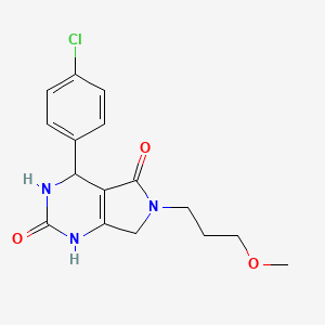 molecular formula C16H18ClN3O3 B2767878 4-(4-chlorophenyl)-6-(3-methoxypropyl)-3,4,6,7-tetrahydro-1H-pyrrolo[3,4-d]pyrimidine-2,5-dione CAS No. 941872-95-3