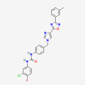 molecular formula C26H20ClFN6O2 B2767894 1-(3-chloro-4-fluorophenyl)-3-(4-((4-(3-(m-tolyl)-1,2,4-oxadiazol-5-yl)-1H-imidazol-1-yl)methyl)phenyl)urea CAS No. 1357852-25-5