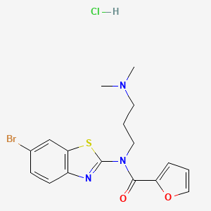 molecular formula C17H19BrClN3O2S B2767895 N-(6-bromobenzo[d]thiazol-2-yl)-N-(3-(dimethylamino)propyl)furan-2-carboxamide hydrochloride CAS No. 1052534-68-5