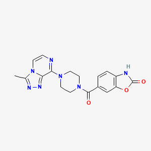molecular formula C18H17N7O3 B2767903 6-(4-(3-methyl-[1,2,4]triazolo[4,3-a]pyrazin-8-yl)piperazine-1-carbonyl)benzo[d]oxazol-2(3H)-one CAS No. 1903290-54-9