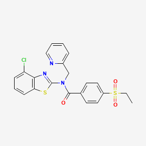 molecular formula C22H18ClN3O3S2 B2767910 N-(4-chlorobenzo[d]thiazol-2-yl)-4-(ethylsulfonyl)-N-(pyridin-2-ylmethyl)benzamide CAS No. 886942-81-0