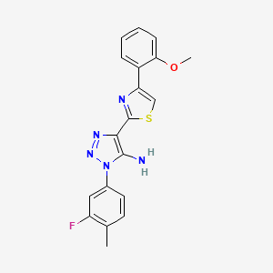 molecular formula C19H16FN5OS B2767916 1-(3-fluoro-4-methylphenyl)-4-(4-(2-methoxyphenyl)thiazol-2-yl)-1H-1,2,3-triazol-5-amine CAS No. 1251626-76-2