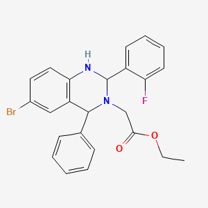 Ethyl 2-[6-bromo-2-(2-fluorophenyl)-4-phenyl-2,4-dihydro-1H-quinazolin-3-yl]acetate