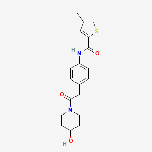 molecular formula C19H22N2O3S B2767922 N-(4-(2-(4-羟基哌啶-1-基)-2-氧代乙基)苯基)-4-甲基噻吩-2-甲酰胺 CAS No. 1235015-24-3