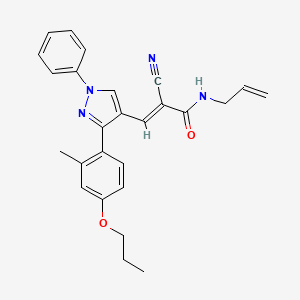 (E)-2-cyano-3-[3-(2-methyl-4-propoxyphenyl)-1-phenylpyrazol-4-yl]-N-prop-2-enylprop-2-enamide