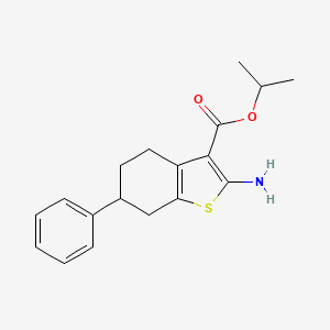 molecular formula C18H21NO2S B2767938 Isopropyl 2-amino-6-phenyl-4,5,6,7-tetrahydro-1-benzothiophene-3-carboxylate CAS No. 438214-76-7