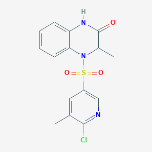 molecular formula C15H14ClN3O3S B2767947 4-[(6-Chloro-5-methylpyridin-3-yl)sulfonyl]-3-methyl-1,2,3,4-tetrahydroquinoxalin-2-one CAS No. 1808347-50-3