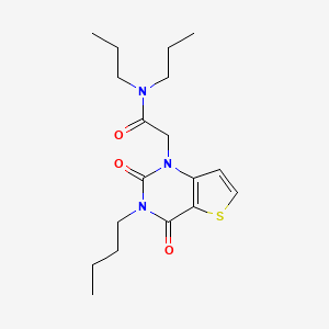 molecular formula C18H27N3O3S B2767948 2-(3-butyl-2,4-dioxo-3,4-dihydrothieno[3,2-d]pyrimidin-1(2H)-yl)-N,N-dipropylacetamide CAS No. 1252922-86-3