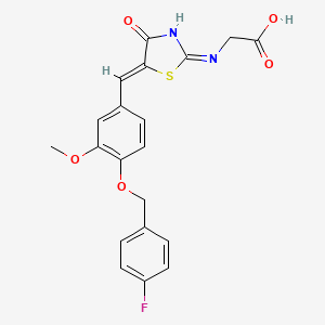 molecular formula C20H17FN2O5S B2767961 (Z)-2-((5-(4-((4-fluorobenzyl)oxy)-3-methoxybenzylidene)-4-oxo-4,5-dihydrothiazol-2-yl)amino)acetic acid CAS No. 867311-76-0