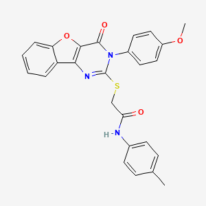 2-((3-(4-methoxyphenyl)-4-oxo-3,4-dihydrobenzofuro[3,2-d]pyrimidin-2-yl)thio)-N-(p-tolyl)acetamide