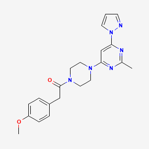 molecular formula C21H24N6O2 B2767970 2-(4-methoxyphenyl)-1-(4-(2-methyl-6-(1H-pyrazol-1-yl)pyrimidin-4-yl)piperazin-1-yl)ethanone CAS No. 1203377-01-8