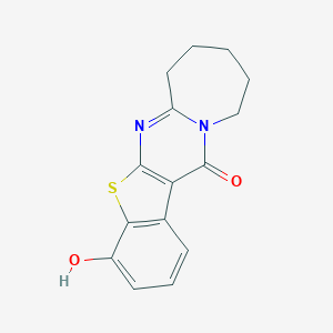 molecular formula C15H14N2O2S B276798 1-Hydroxy-7,8,9,10-tetrahydro-6H-12-thia-5a,11-diaza-cyclohepta[b]fluoren-5-one 
