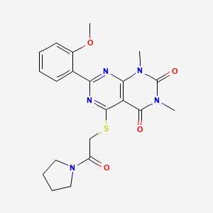 7-(2-methoxyphenyl)-1,3-dimethyl-5-((2-oxo-2-(pyrrolidin-1-yl)ethyl)thio)pyrimido[4,5-d]pyrimidine-2,4(1H,3H)-dione