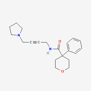 molecular formula C20H26N2O2 B2767982 4-phenyl-N-(4-(pyrrolidin-1-yl)but-2-yn-1-yl)tetrahydro-2H-pyran-4-carboxamide CAS No. 1396683-99-0