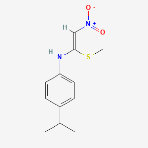 molecular formula C12H16N2O2S B2767985 4-isopropyl-N-[(Z)-1-(methylsulfanyl)-2-nitroethenyl]aniline CAS No. 859854-49-2
