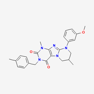 9-(3-methoxyphenyl)-1,7-dimethyl-3-[(4-methylphenyl)methyl]-1H,2H,3H,4H,6H,7H,8H,9H-pyrimido[1,2-g]purine-2,4-dione