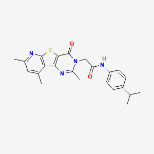 molecular formula C23H24N4O2S B2767992 1-{6-[2-(3,4-dihydroisoquinolin-2(1H)-yl)-2-oxoethyl]-7-oxo-6,7-dihydro[1,3]thiazolo[4,5-d]pyrimidin-2-yl}-N-ethylpiperidine-3-carboxamide CAS No. 1243065-48-6